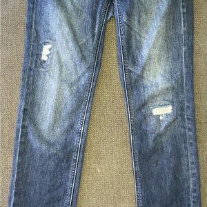 White House Black Market Women's Distressed Cropped Blue Jeans